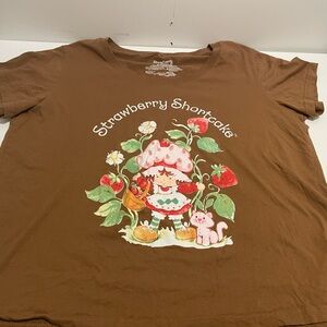 Strawberry Shortcake Tee Women's XXL T-Shirt Brown Pink Red 80's
